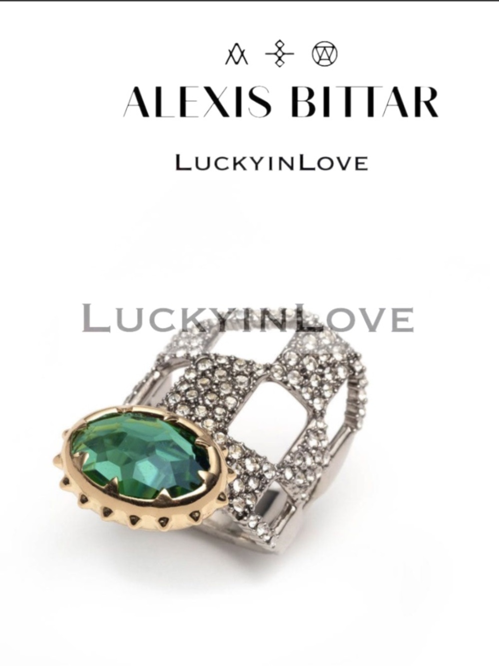 ALEXIS BITTAR • Modern Georgian Green Crystal Checkerboard Ring